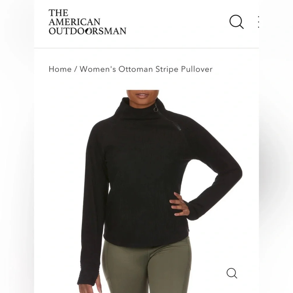 The American Outdoorsman Women’s Ottoman Stripe Pullover Black Size Medium